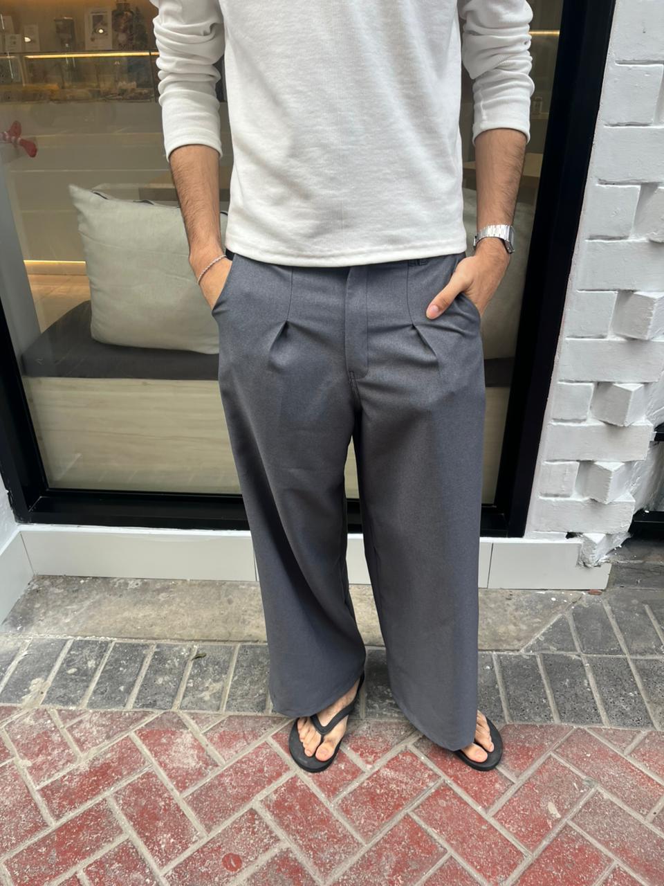 GREY WIDE LEG PANTS